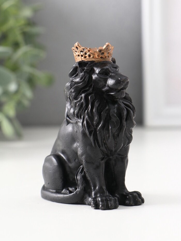 Фигурка гипс «Лев в короне», 9×4×6.5 см, чёрная