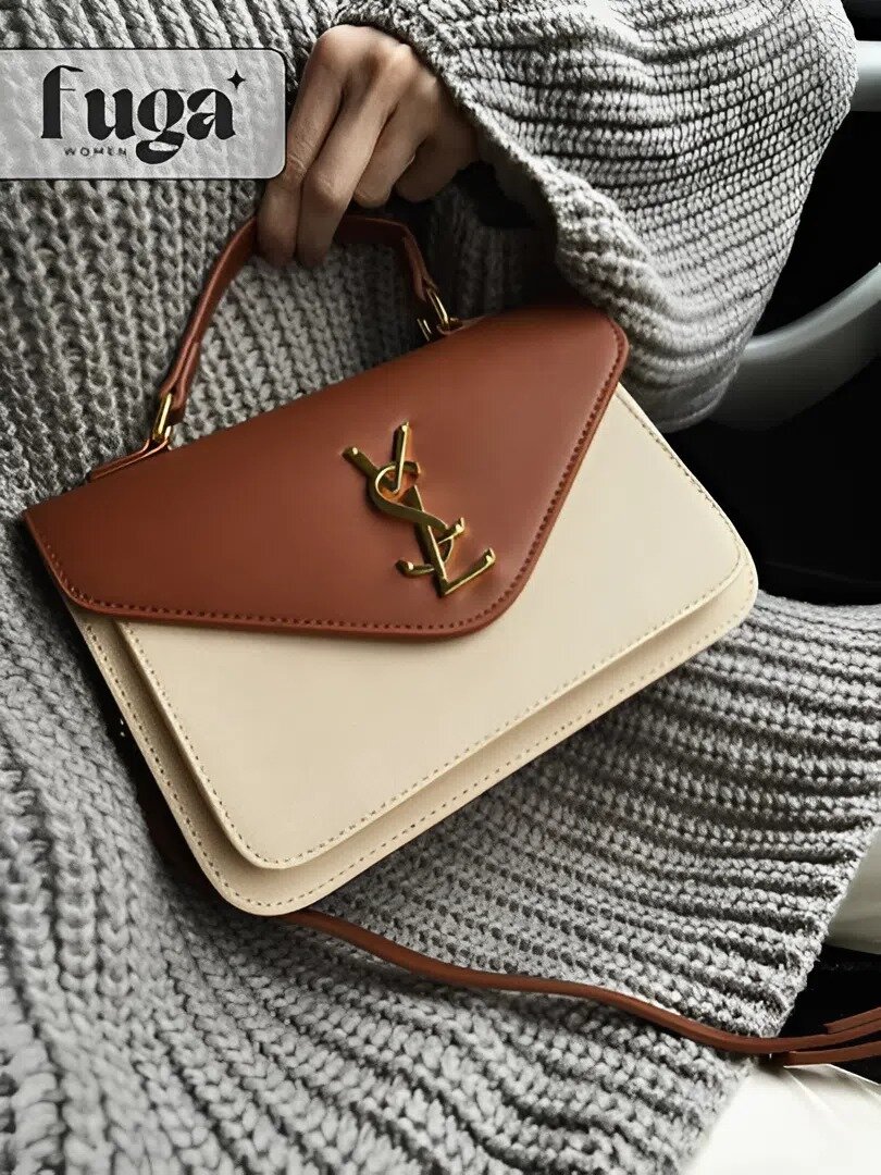 Сумка планшет Yves Saint Laurent, фактура гладкая, лаковая, терракотовый