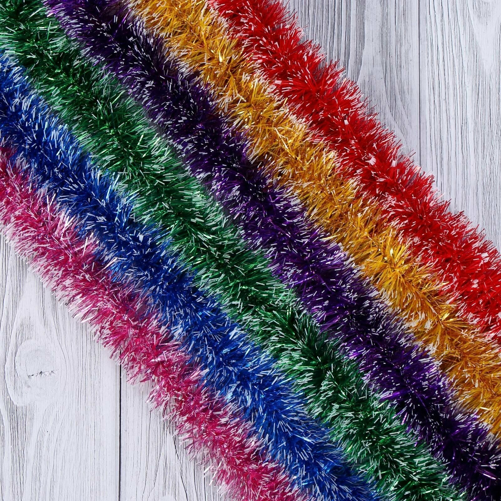 Мишура новогодняя Иней d 5 см L- 200 см микс 5 шт