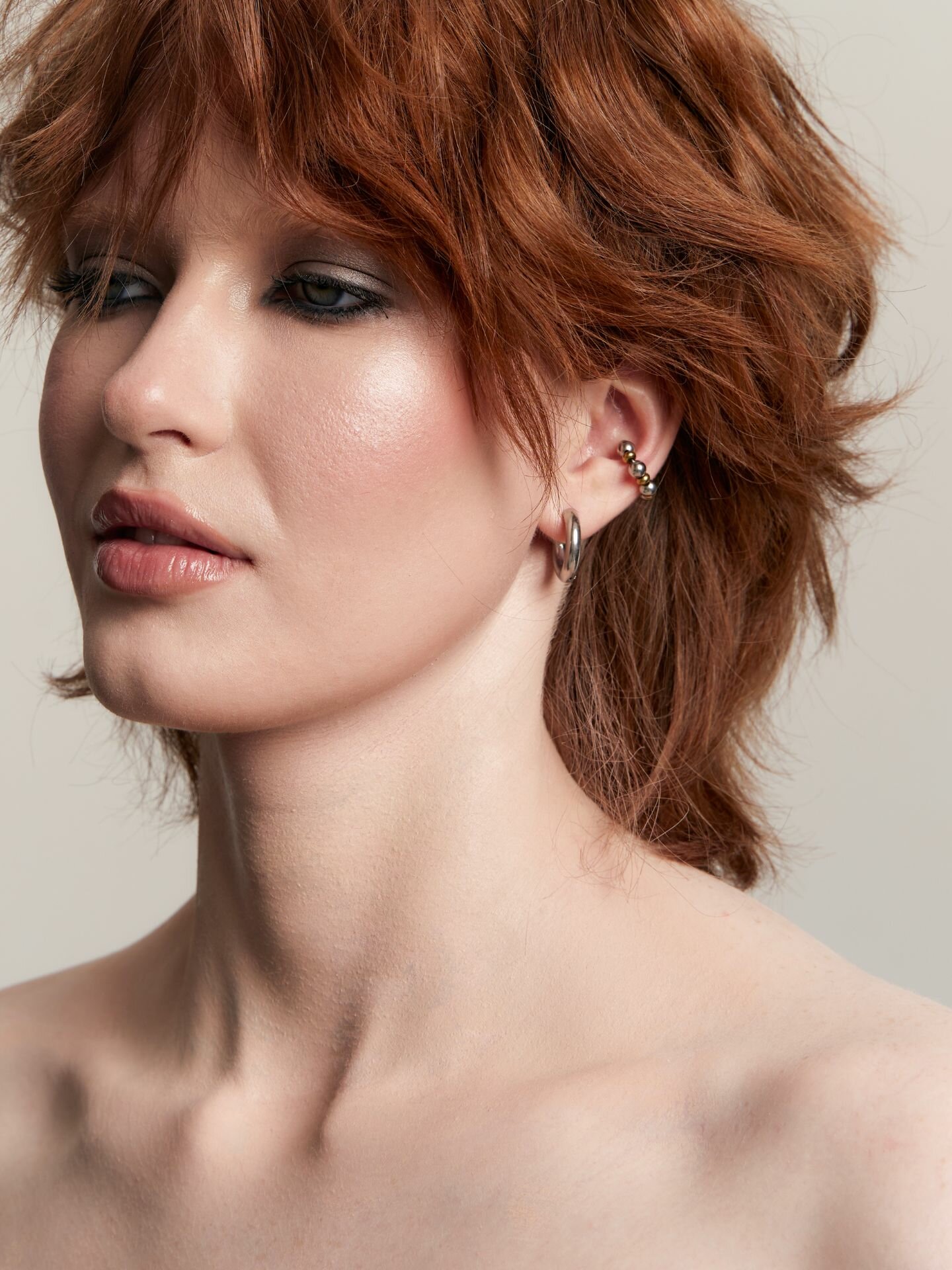 Моносерьга кафф RESURS, серебряный, золотой — фото 1