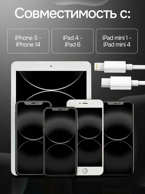 Кабель для быстрой зарядки телефона, Iphone USB -C - Lightning, для iphone — фото 1