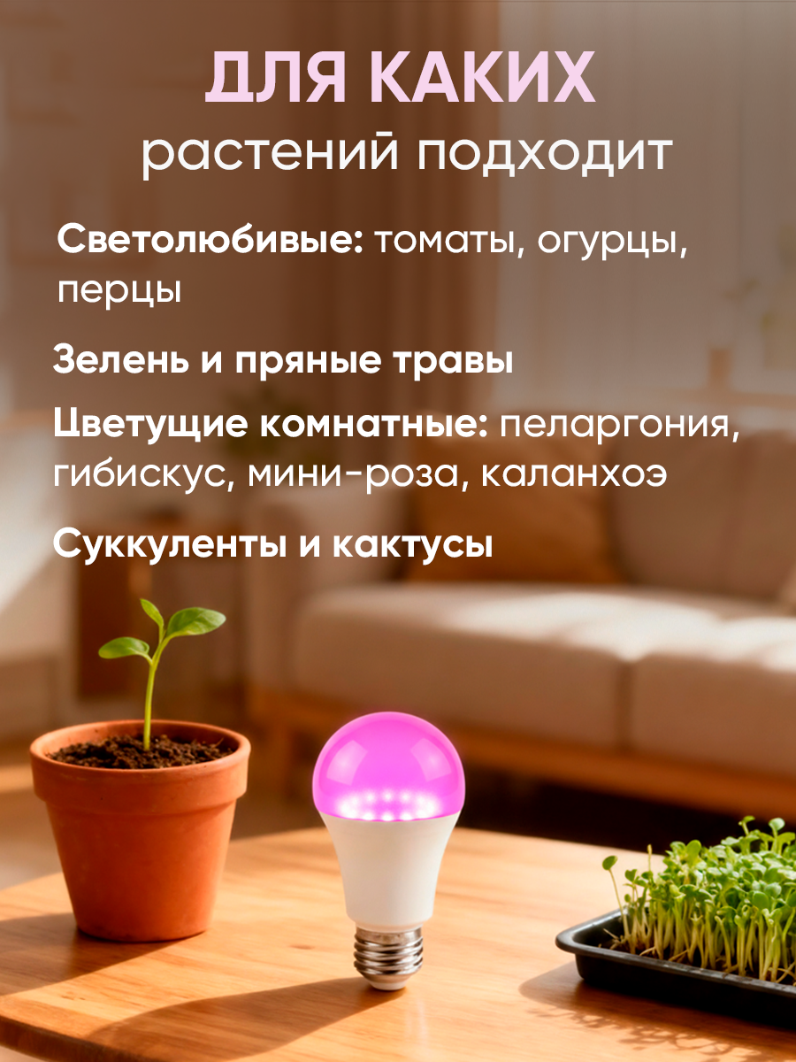 Фитолампа для растений, рассады и комнатных цветов красно-синего спектра 25w Е27 — фото 1