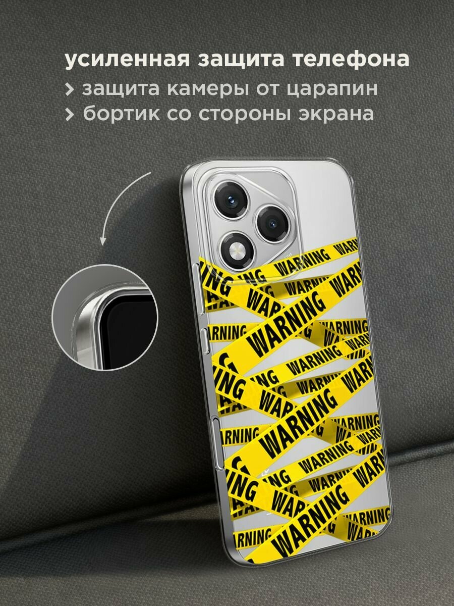 Чехол на Honor 400 Lite / Хонор 400 Лайт с принтом "Warning!", прозрачный — фото 1