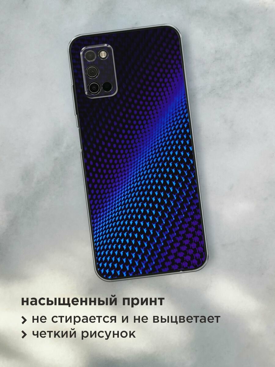 Чехол на Samsung Galaxy A03S / Самсунг Галакси A03S с принтом "Синий карбон" — фото 1