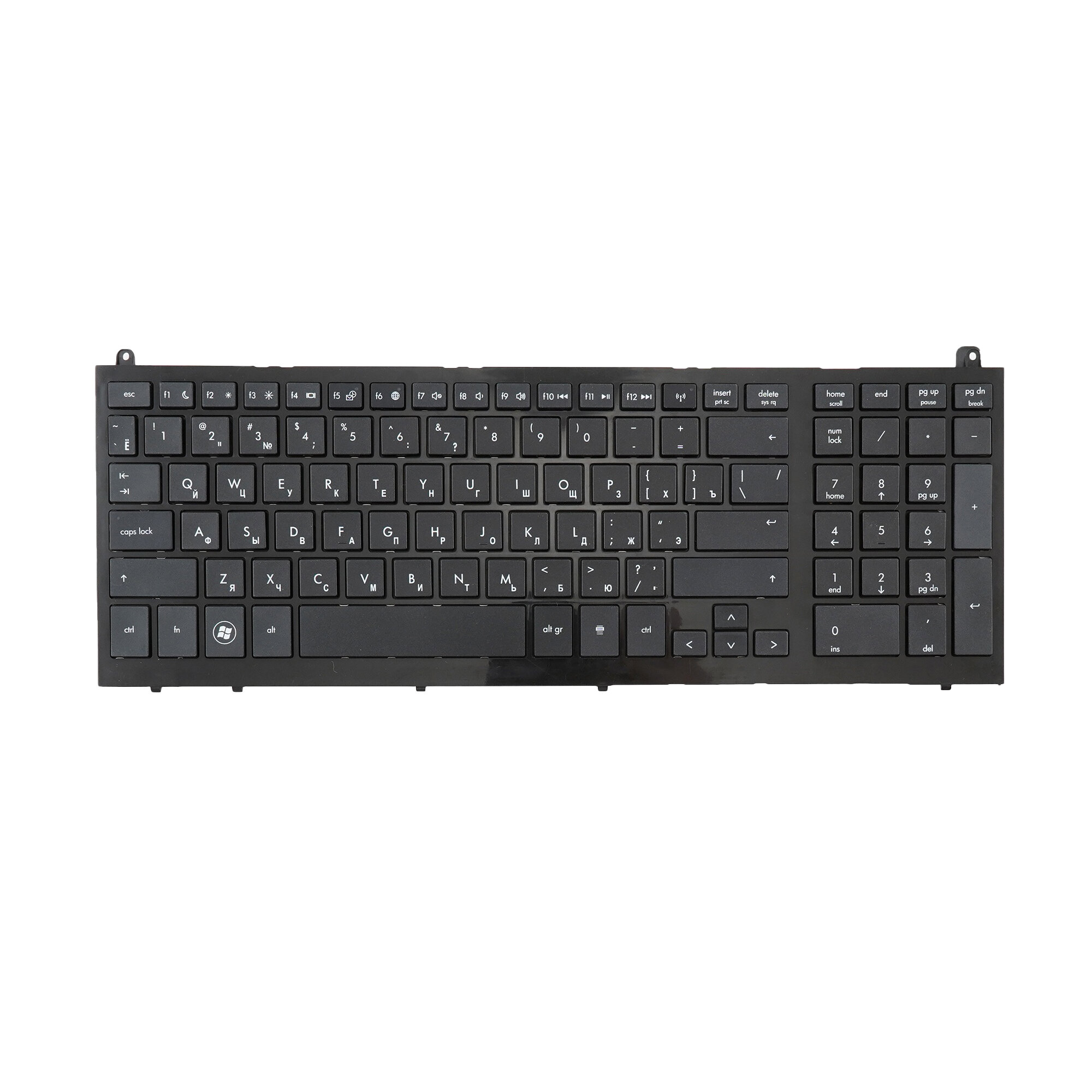 Клавиатура для ноутбука HP Probook 4520S, 4525s черная, с рамкой, с креплениями, плоский Enter