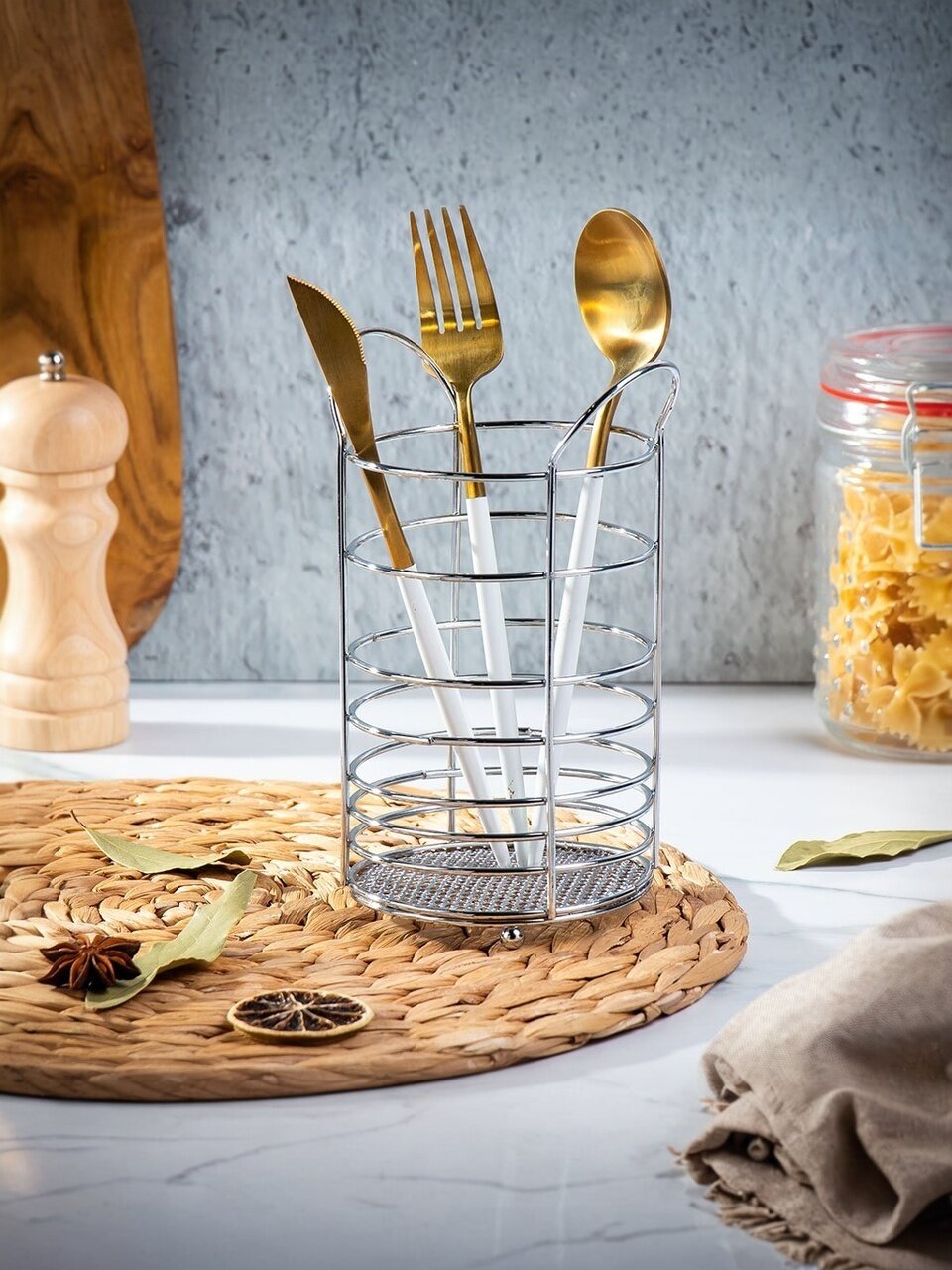 Подставка для столовых приборов металл круглая 18х10 см Y3-1114