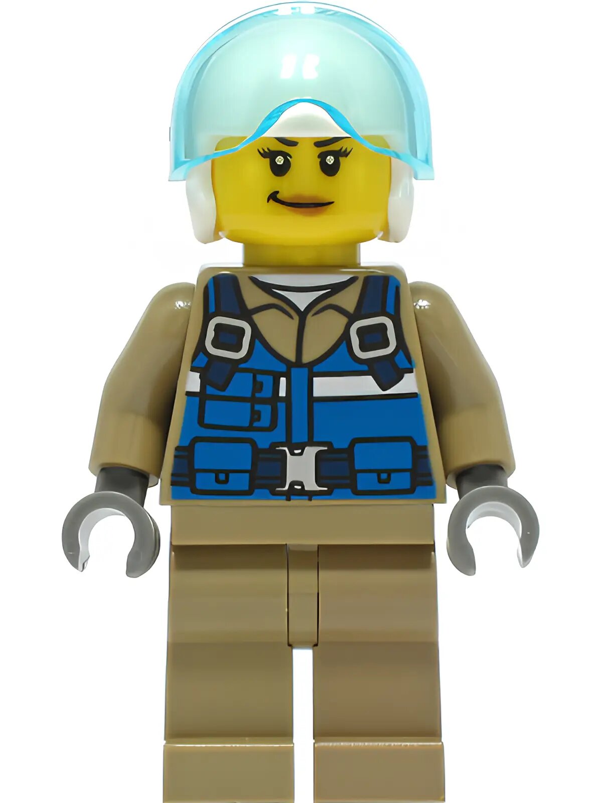 Минифигурка Lego Wildlife Rescue Pilot - Female, Blue Vest, White Helmet, Dark Tan Legs, Smirk cty1307 U