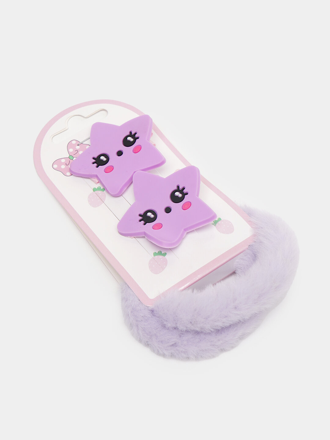 Набор две пушистые резинки + две мультяшные заколки , набор для принцессы