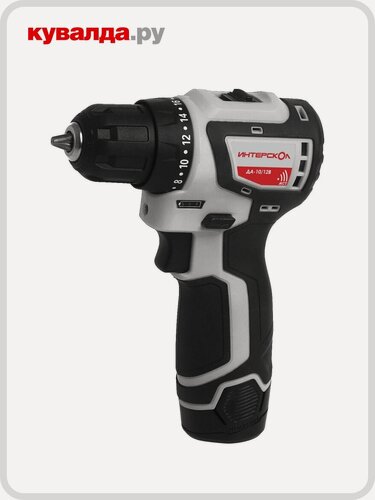 Изображение товара Дрель-шуруповерт аккумуляторная ИНТЕРСКОЛ ДА-10/12В минимакс 2 1,5ач
