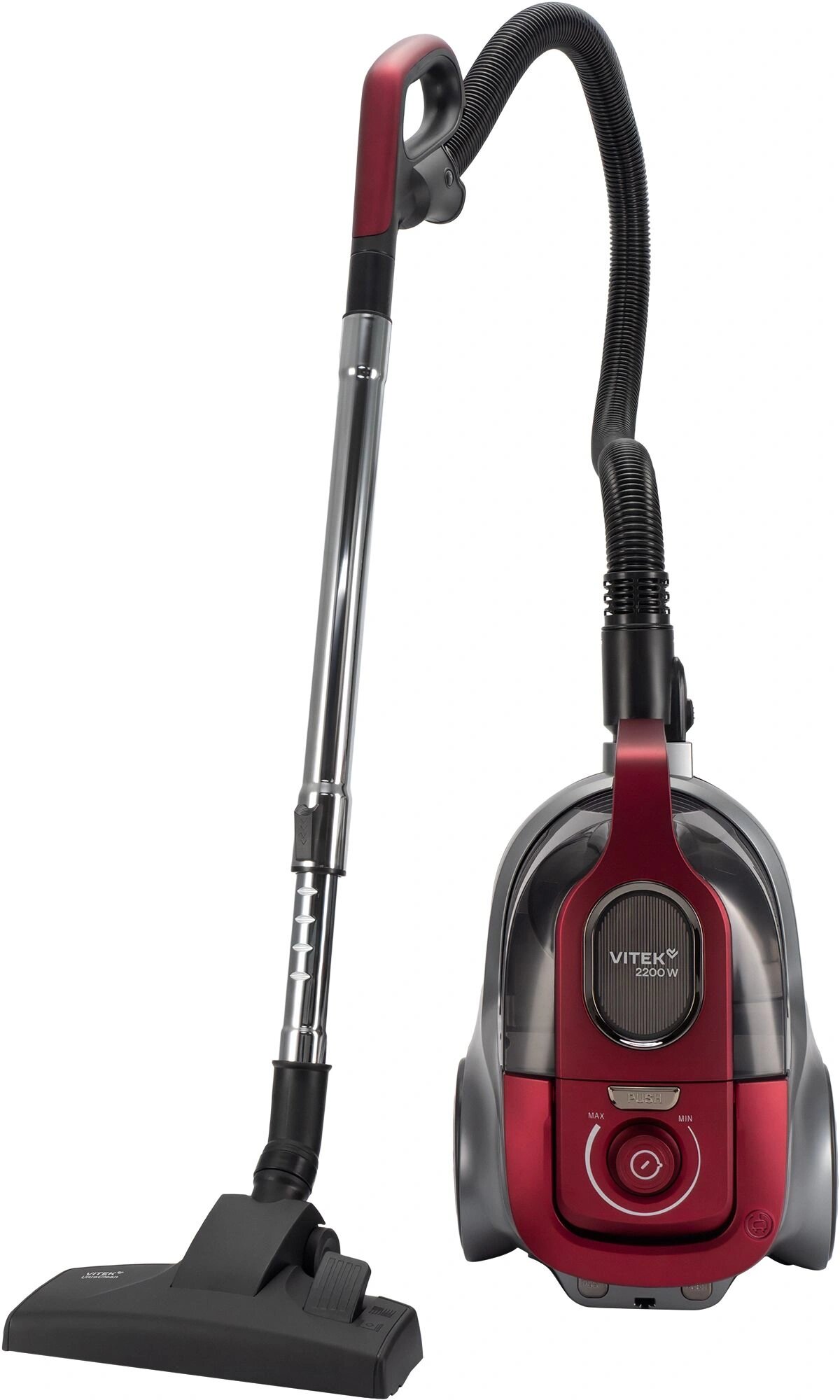Vitek VT-CV3113 2200Вт красный/серый, легко очищаемый пылесборник, шланг