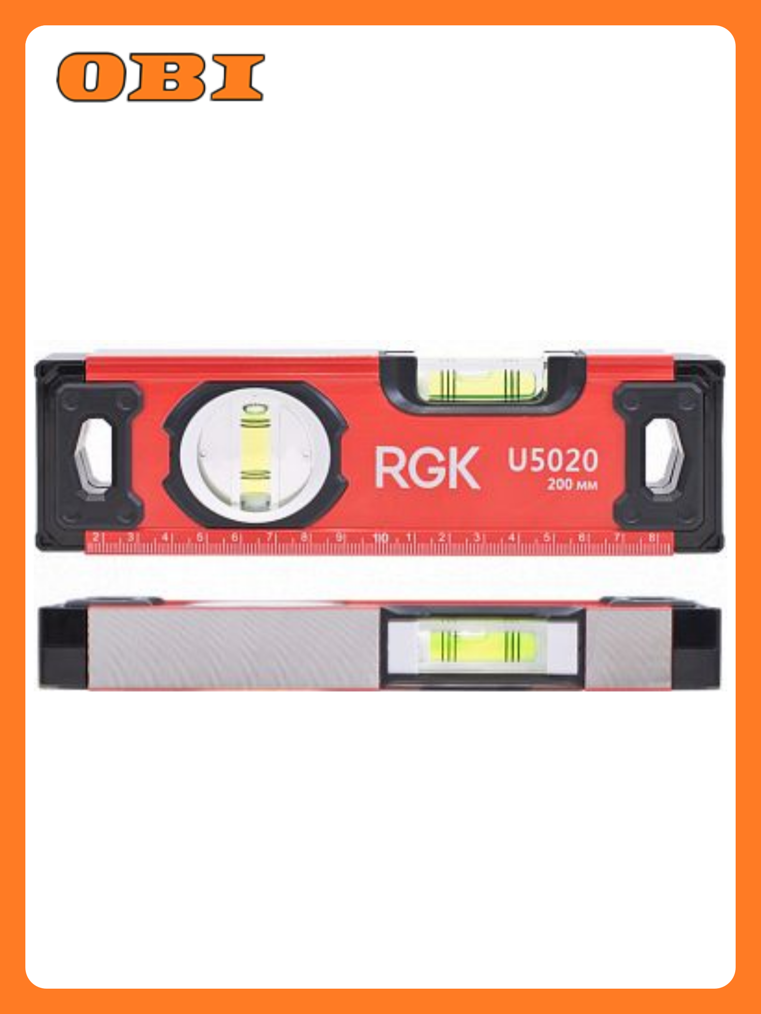 Уровень RGK U5020 брусковый точность 05мм/м магнитный с линейкой 20см