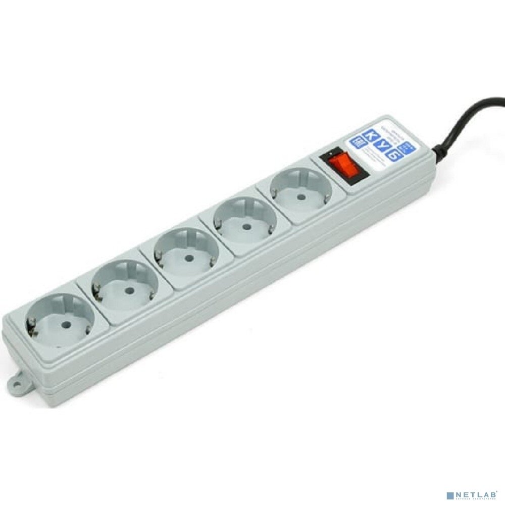 Сетевой фильтр POWER CUBE 1,9 м.* 5 розеток, серый — фото 1