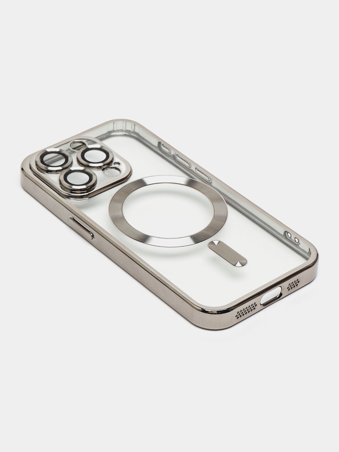 IPhone 15 Pro чехол, устойчив к ударам, серый, камера защищена — фото 1