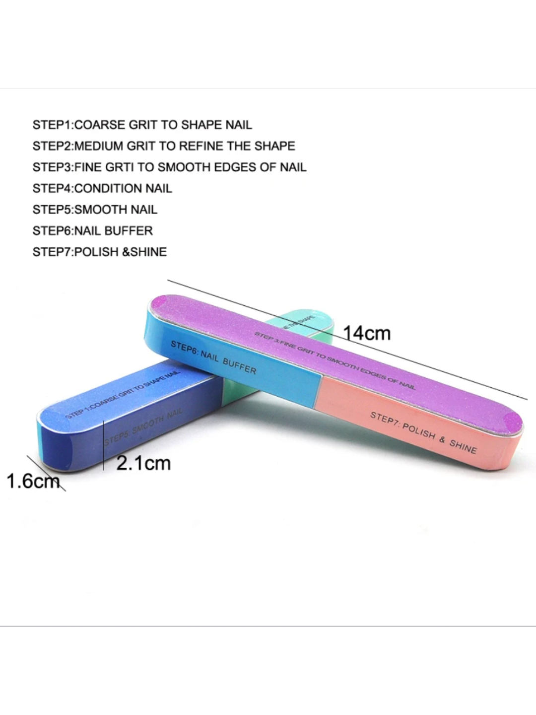 Пилка полировщик для ногтей Это набор пилочек-шлифовщиков (бафов) для ногтей Pink Key. — фото 1