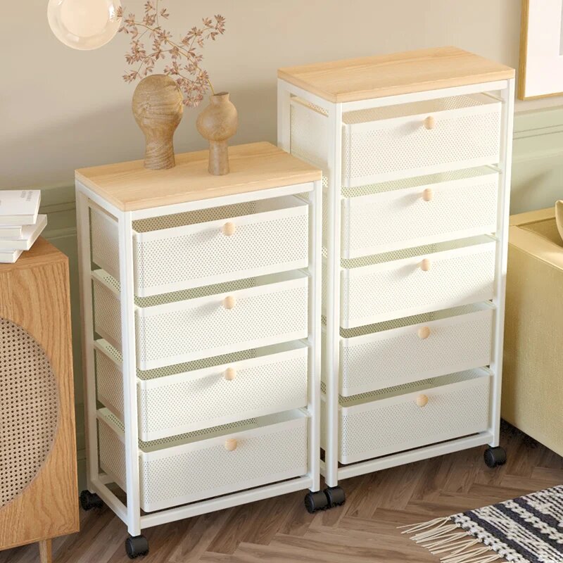 Этажерка для кухни на колесиках, металлическая черный белый цвет