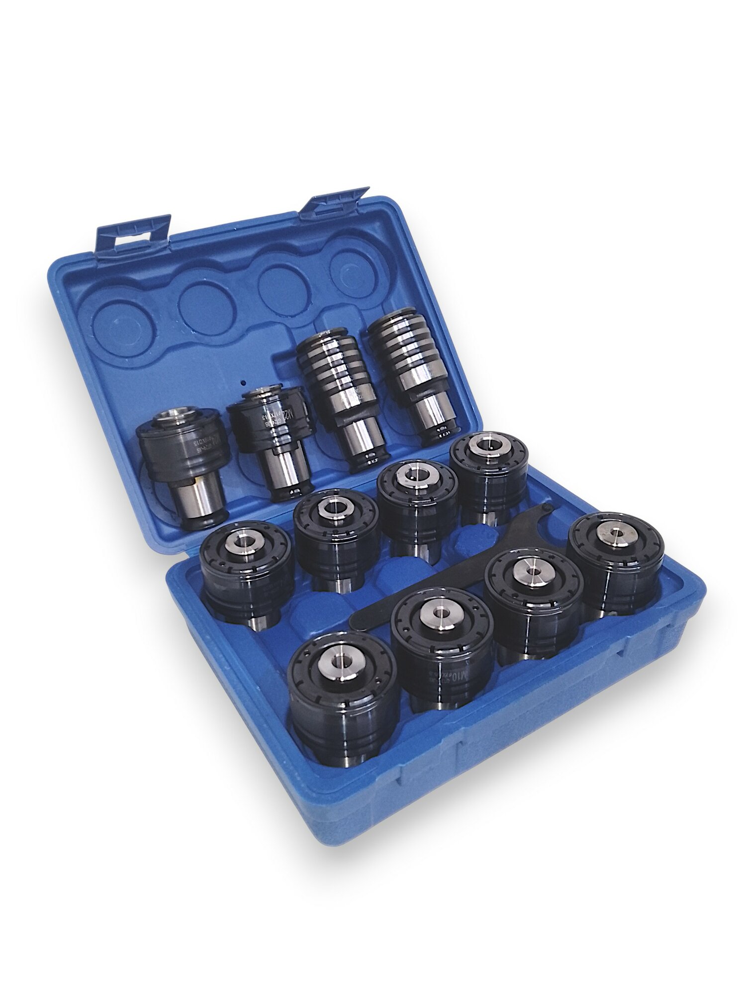 Набор резьбонарезных цанг Partner JIS-TC820, 12шт (M6, М8, M10, M12, M14, M16, M18, М20, M22, M24, M27, М30) с обгонной муфтой для машинных метчиков