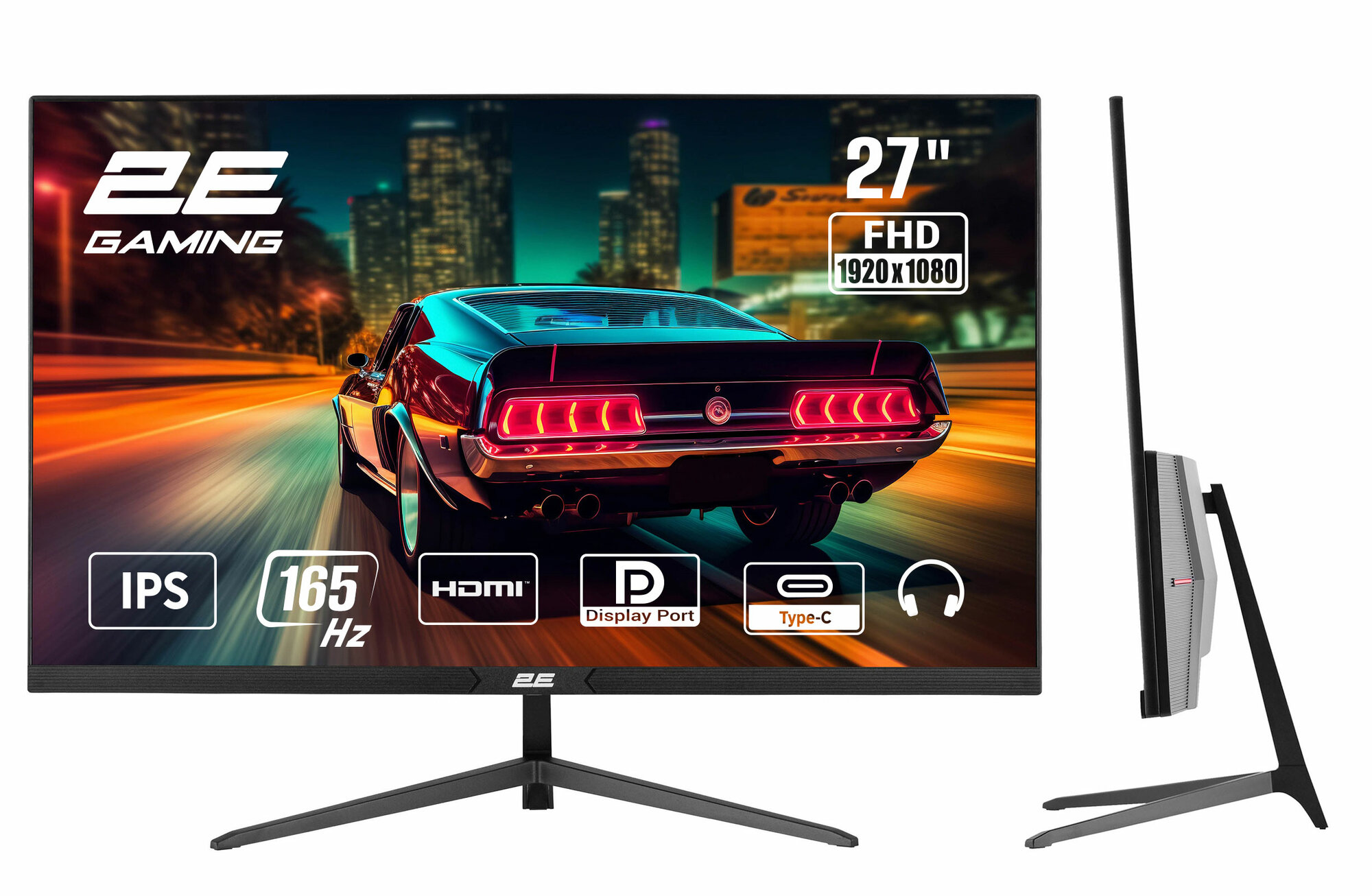 Монитор 2E GAMING 27" G2724BU HDMI, DP, Type-C, IPS, 165Hz, 1ms, FreeSync