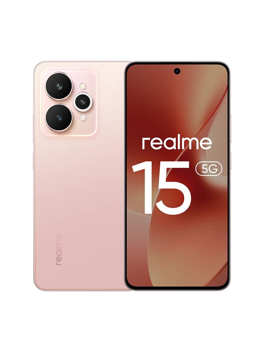 Смартфон realme 15 5G 8/256 ГБ, RU, Dual nano SIM, розовый шелк