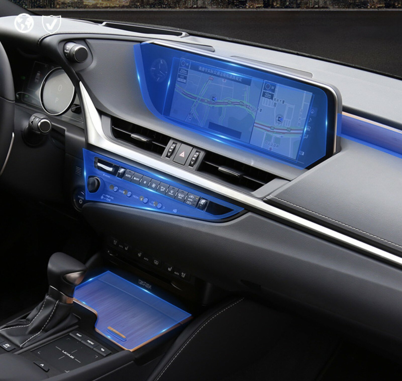 Защитная пленка MyPads для салона Lexus ES 200 250 350 2018-2021 – полный комплект для консоли и лаковых поверхностей