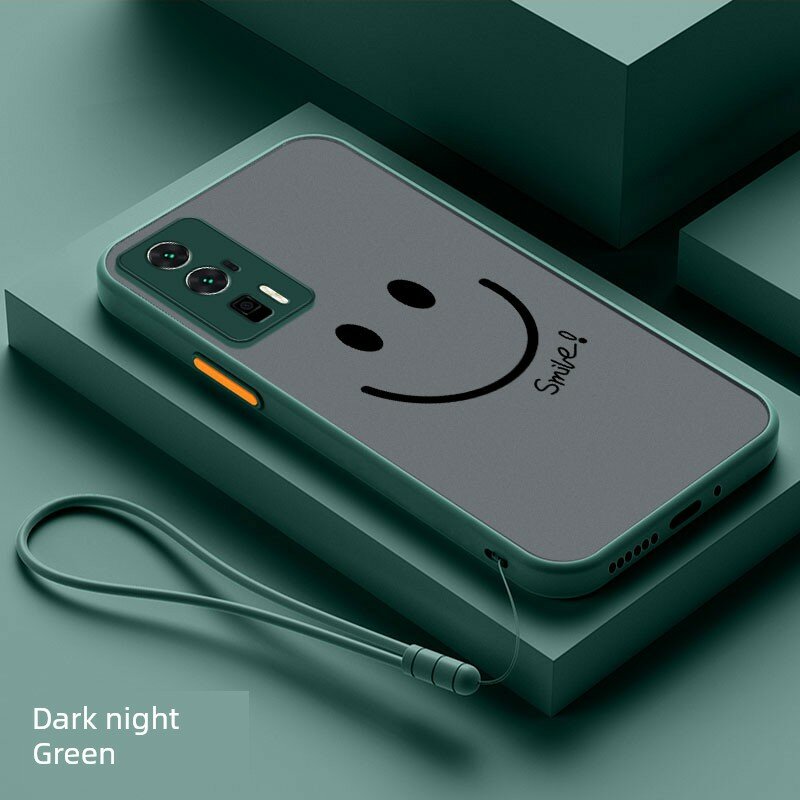 Силиконовый чехол для Redmi K70E с кожистой текстурой, темно-зеленый, вариант M02 Smile, однотонный