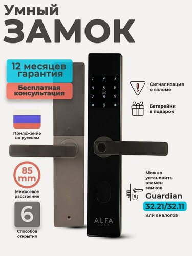 Изображение товара Электронный замок на дверь ALFA LOCK T1, TTLock, врезная часть 321