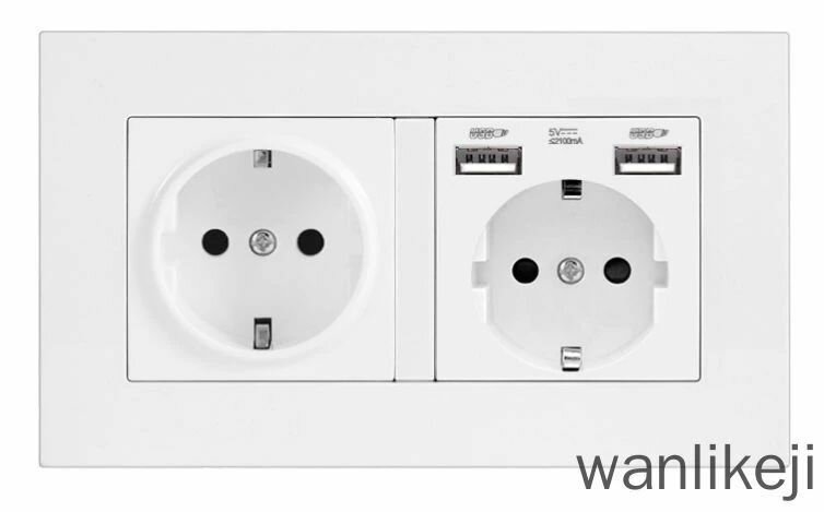Розетка двойная накладная с 2 USB портами для открытого или скрытого монтажа