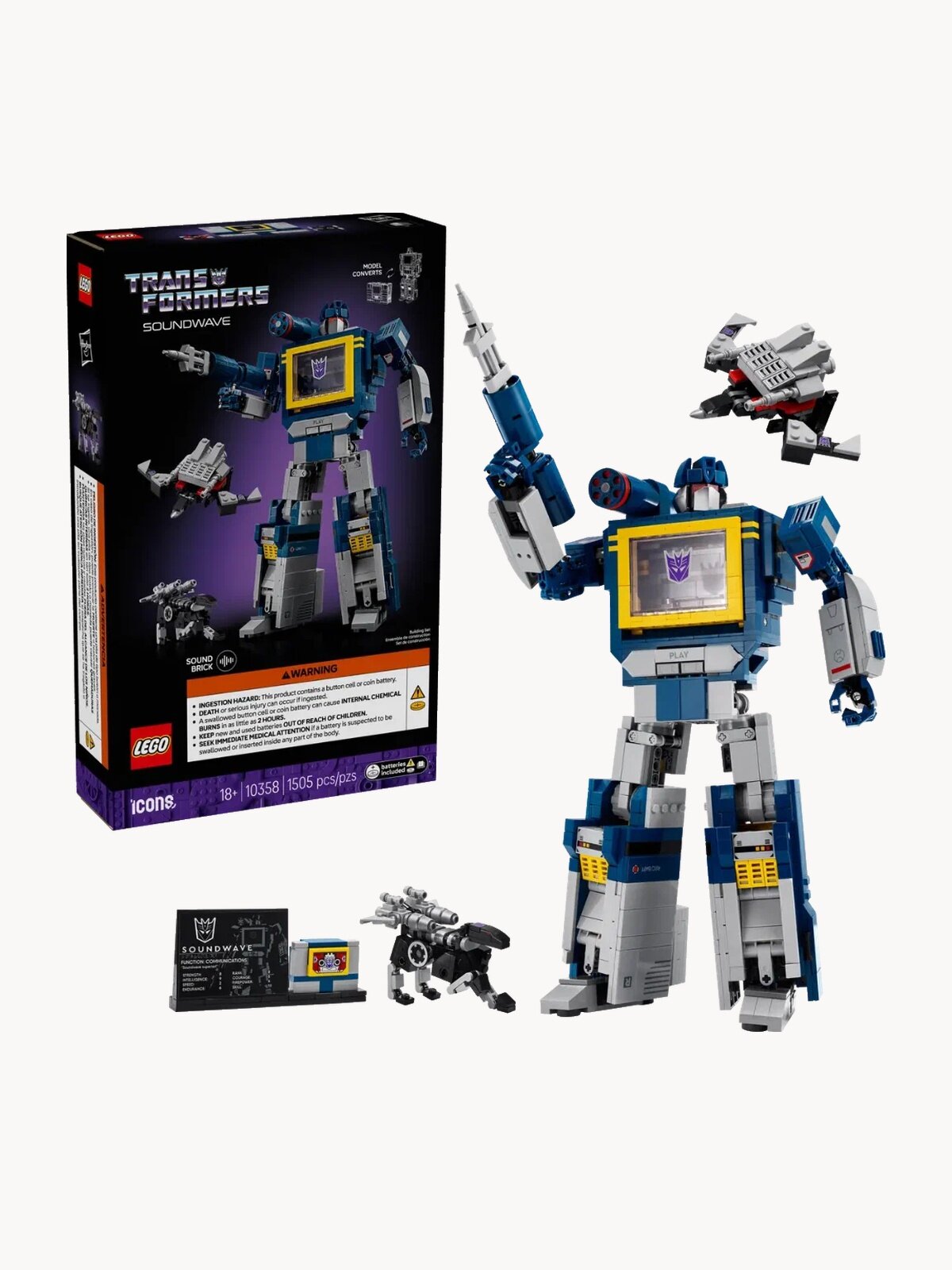 LEGO ICONS Transformers: Soundwave 10358, 1505 дет.