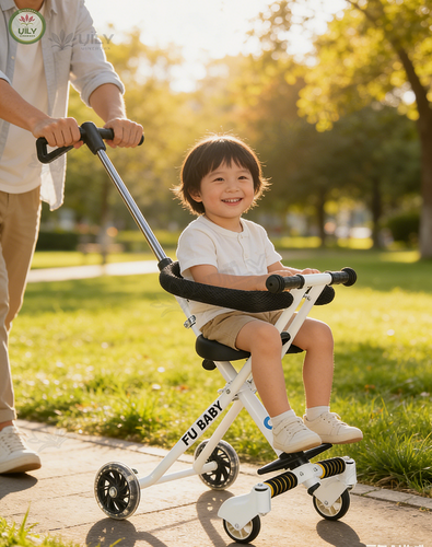 Изображение товара Легкий складной колясок для детей 1-6 лет — с кожаным сиденьем, 5 колесами и ограждением | Идеально для прогулок и путешествий