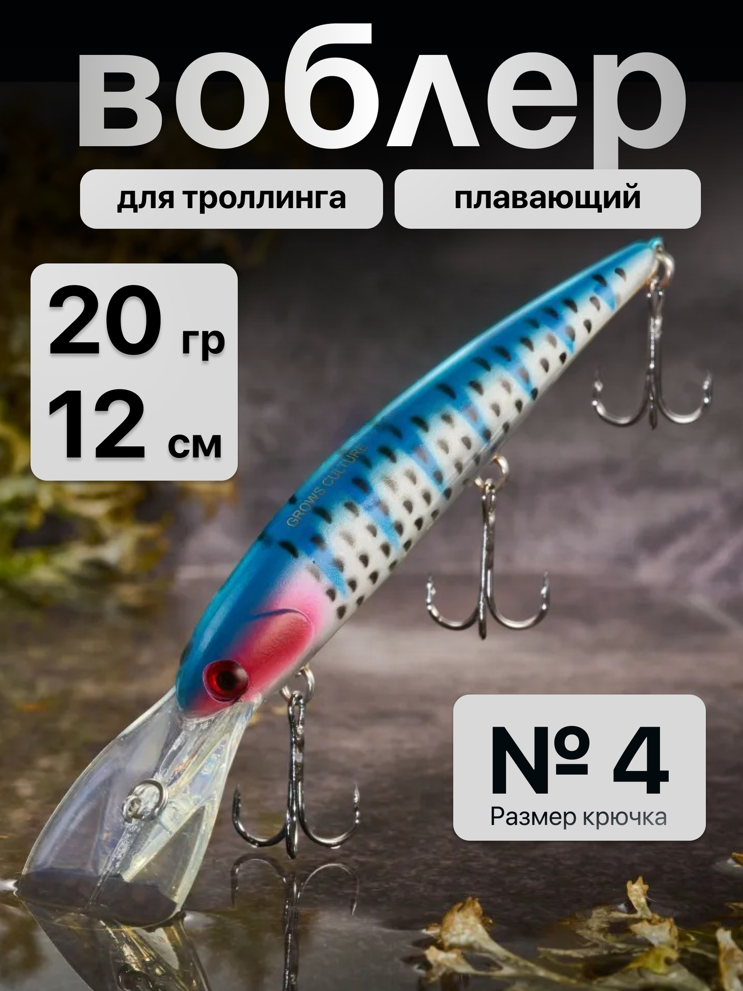 Воблер шумовой Бандит Минноу на щуку судака 12 см, 20 гр до 8 метров цвет D91 для троллинга и спиннинга