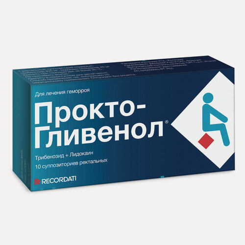 Изображение товара Прокто-гливенол супп. рект. 400 мг №10, трибенозид + лидокаин
