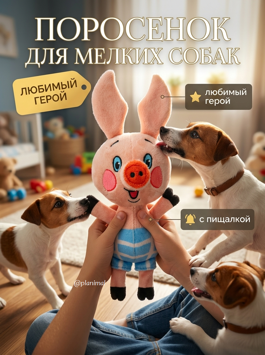 Triol: СоюзМультФильм винни ПУХ Игрушка мягкая для собак Поросёнок, 23 см, 12141303