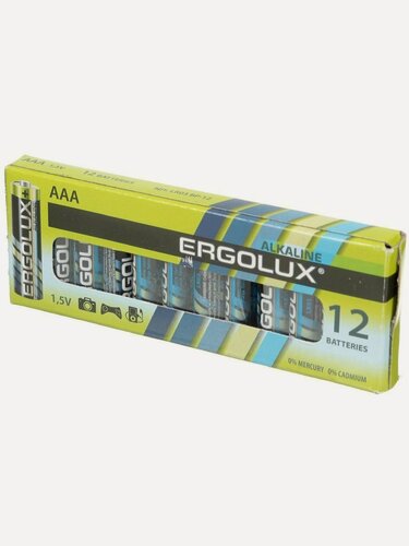 Изображение товара Батарейки Ergolux ААА (LR03) Alkaline щелочные 1.5 В, 12 штук в коробке. Надежный источник питания для вашей техники.