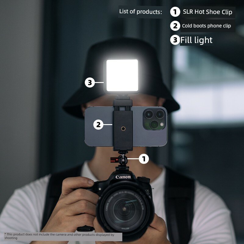 Штатив M1, держатель для телефона Cold Shoe и панель освещения W49 Softbox для смартфонов