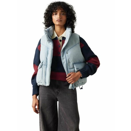 фото Жилет levi's women western bubble puffer vest, размер m, синий