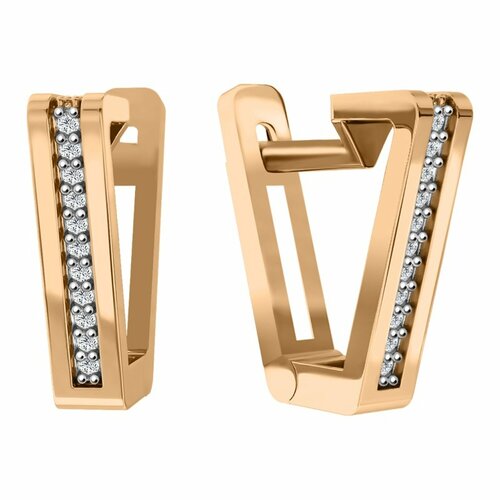 фото Серьги diamant online, красное золото, 585 проба, фианит, длина 1.4 см, , прозрачный