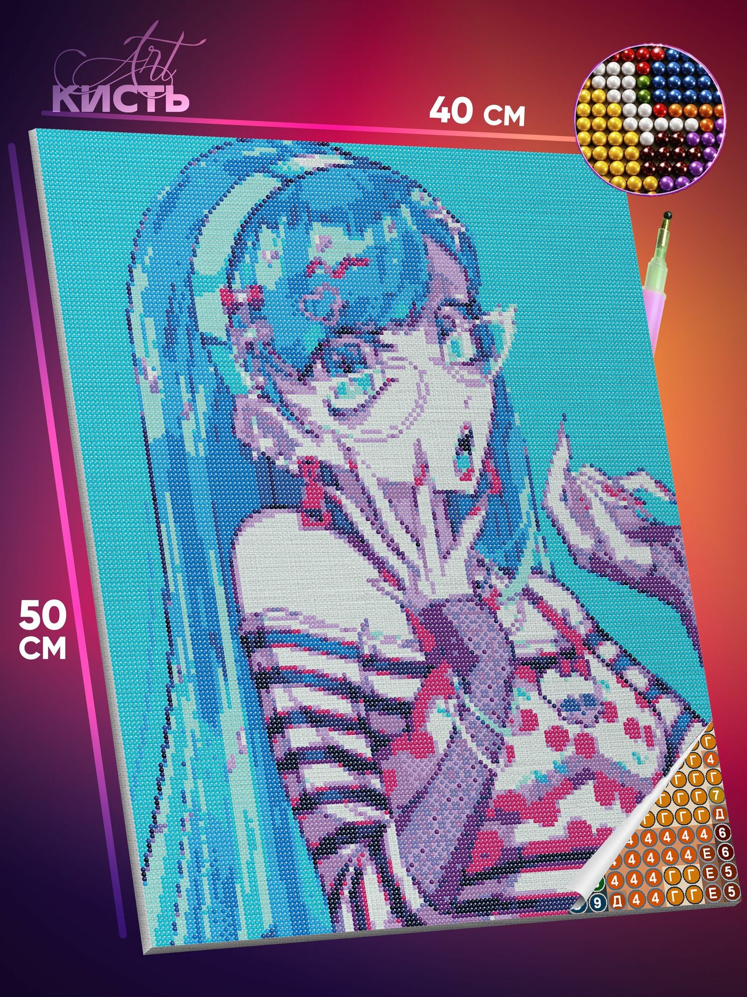 Алмазная мозаика на холсте с подрамником 40х50 Monster High Аниме-арт девушка
