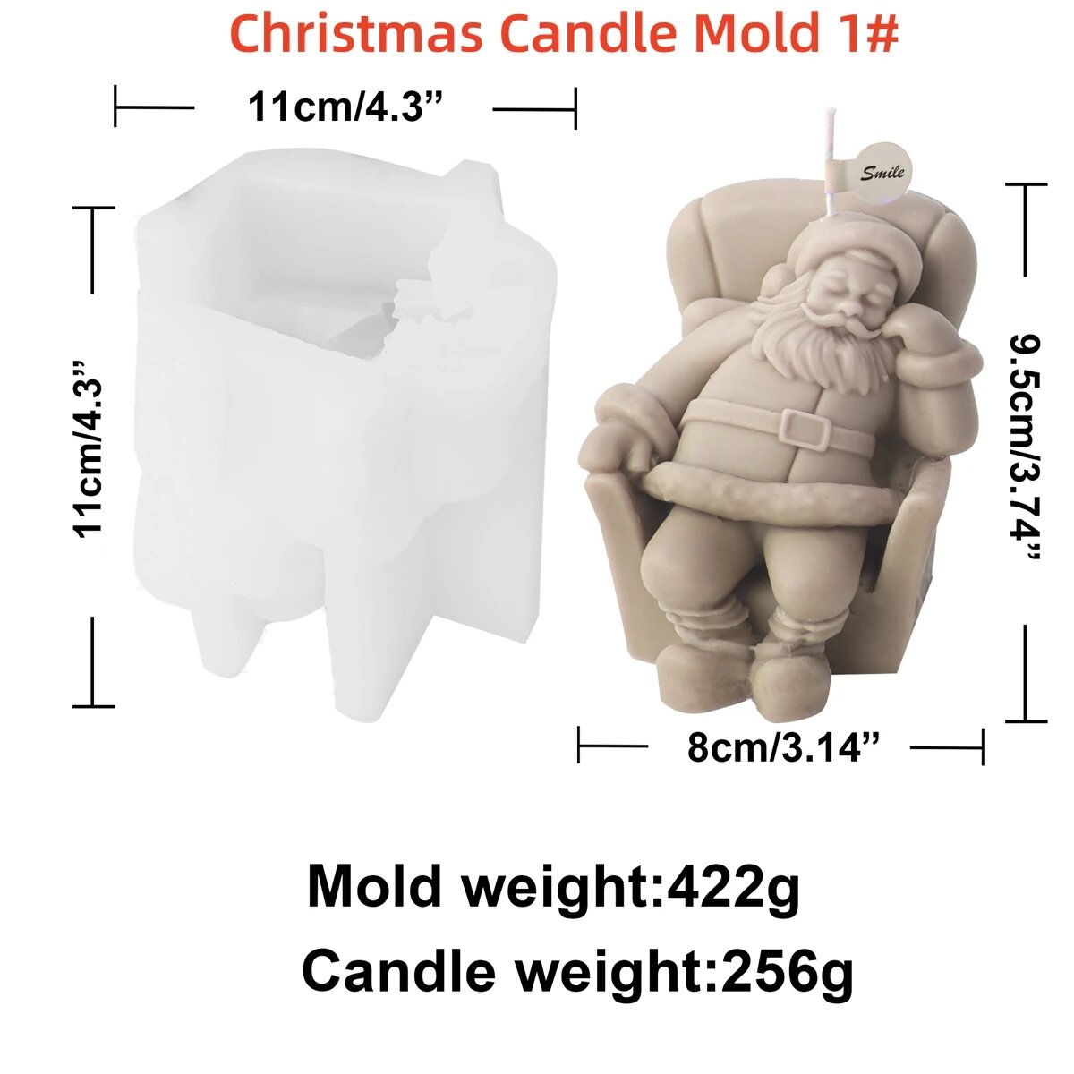 Силиконовая форма для свечей Санта-Клауса, Santa Claus Mold 1