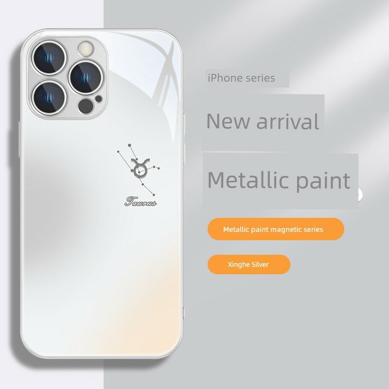 Чехол для iPhone 15 с магнитной фиксацией и звездным серебром, дизайн зодиака Телец для беспроводной зарядки MagSafe