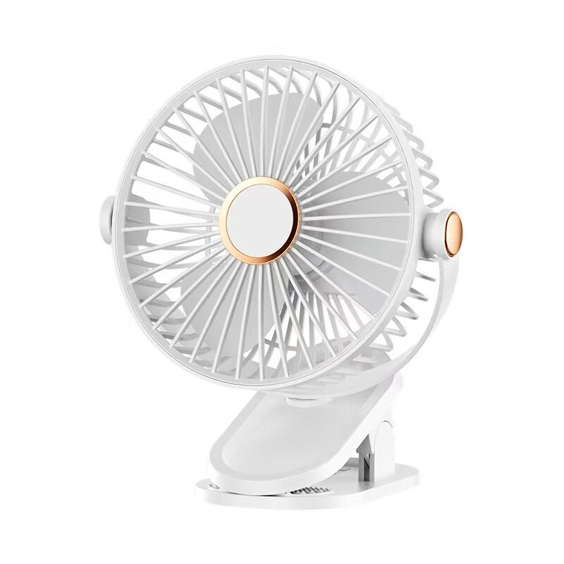 LED-подсветка настольного клип-вентилятора - белый, USB-зарядка, компактный вентилятор для офиса и общежития