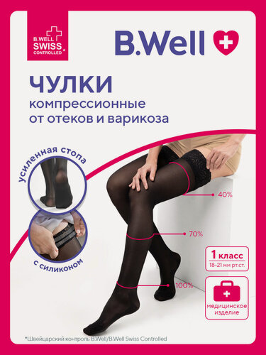Изображение товара Чулки компрессионные 1 класс компрессии B.Well JW-212