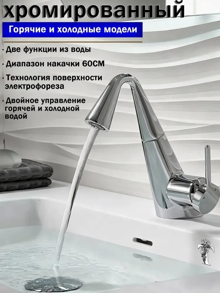 Эксклюзивный выдвижной излив 60 см от GROHE для раковины в гальваническом серебре, медный корпус