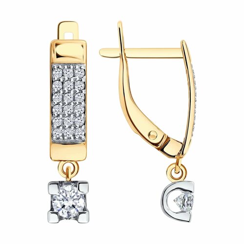 фото Серьги diamant online, красное золото, 585 проба, фианит, длина 2 см, , прозрачный