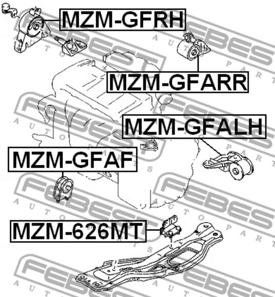 Подушка Двигателя Задняя (FEBEST MZM-626MT)