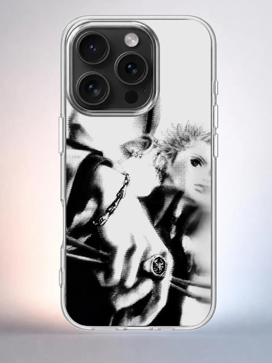 Чехол iPhone 15 Pro манга панк силиконовый прозрачный