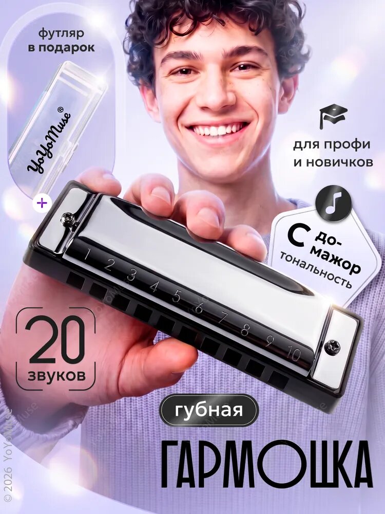 Губная гармошка С, диатоническая музыкальная гармонь