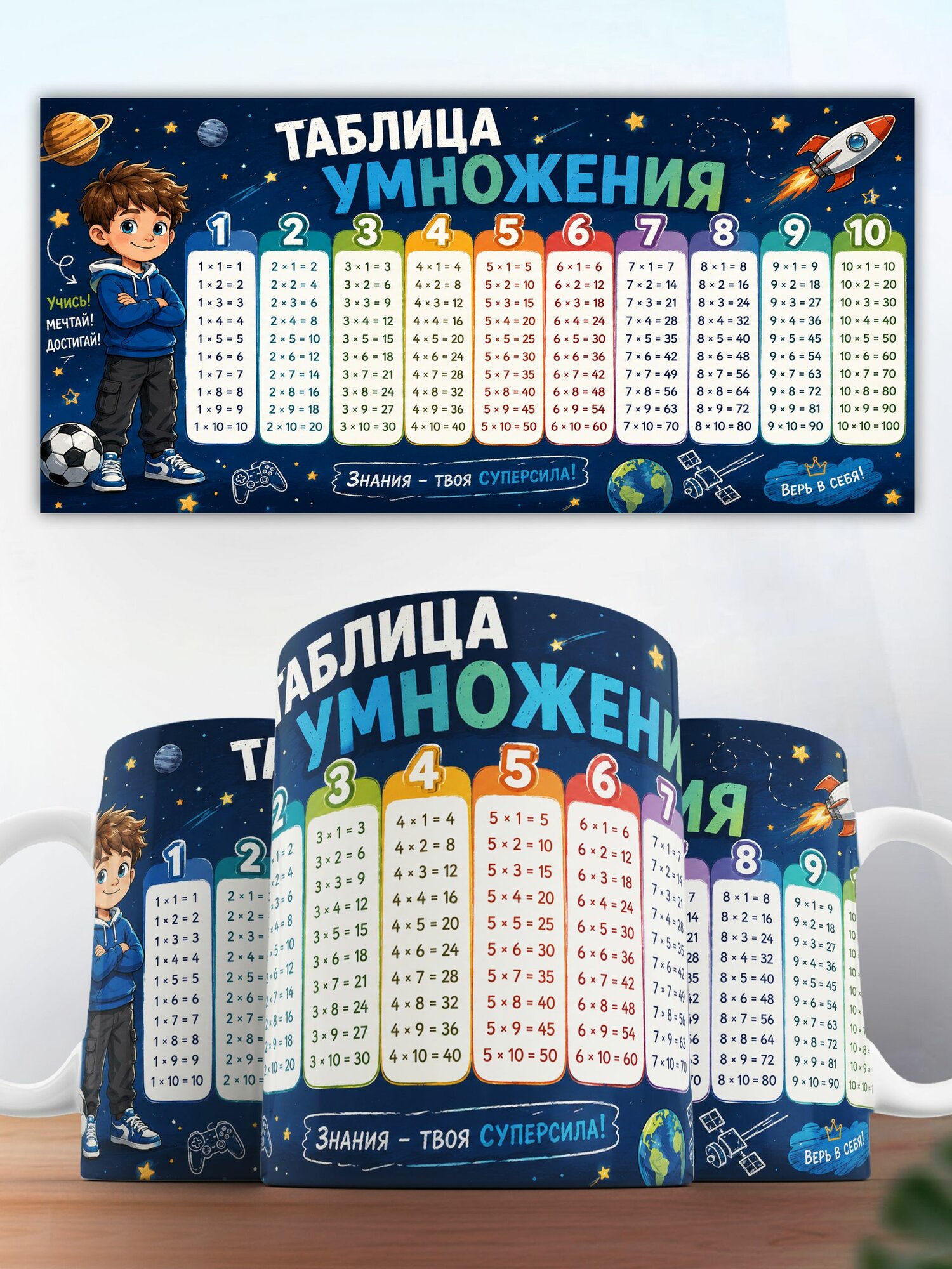 Кружка Таблица умножения для мальчика