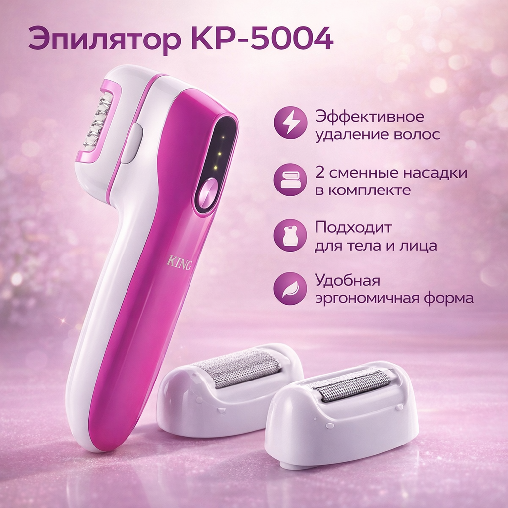 Эпилятор KP-5004 для эффективного удаления волос с двумя насадками VoltZone