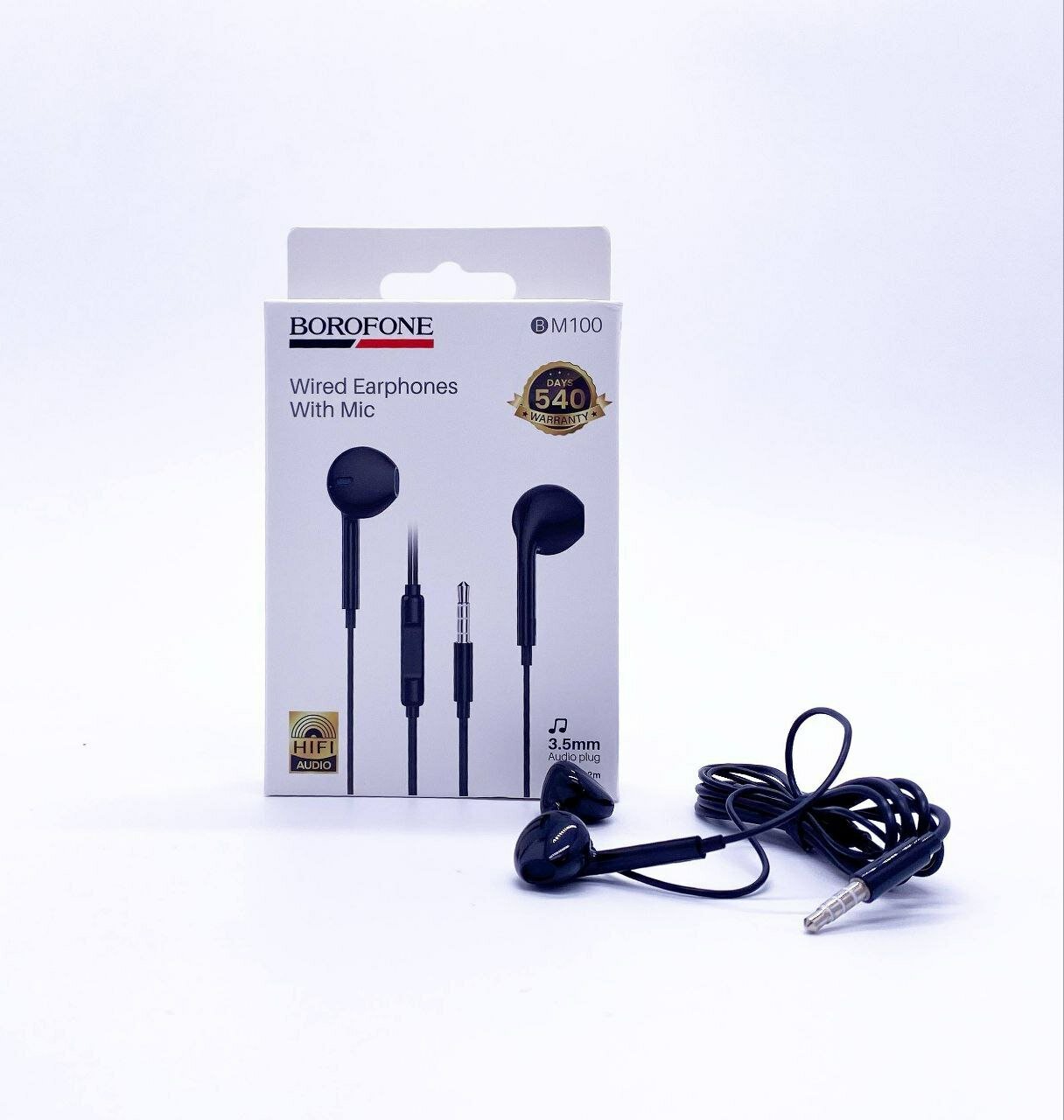 Проводные наушники Borofone BM100 с микрофоном (HiFi Audio, 3.5мм)