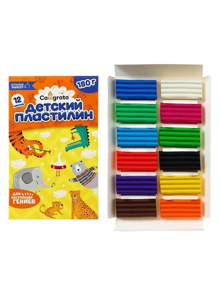 Пластилин, 12 цветов 180 г