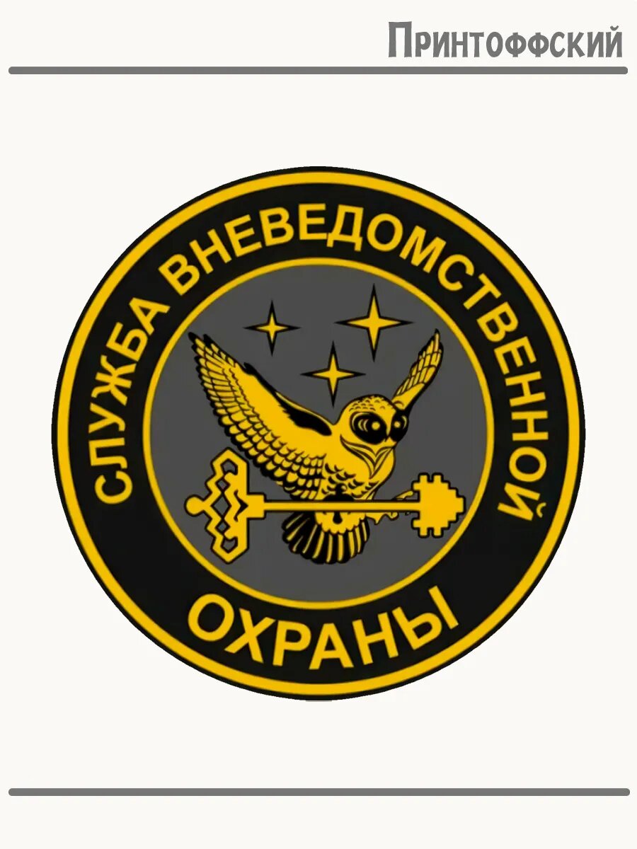 Термонаклейка для одежды и аксессуаров DTF-печать сова ключ служба вневедомственно охраны